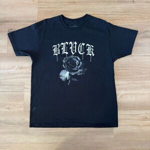 Black Scale Arch Rose S/S Black Shirt Size Large 100% Cotton Blvck Scvle Gothic